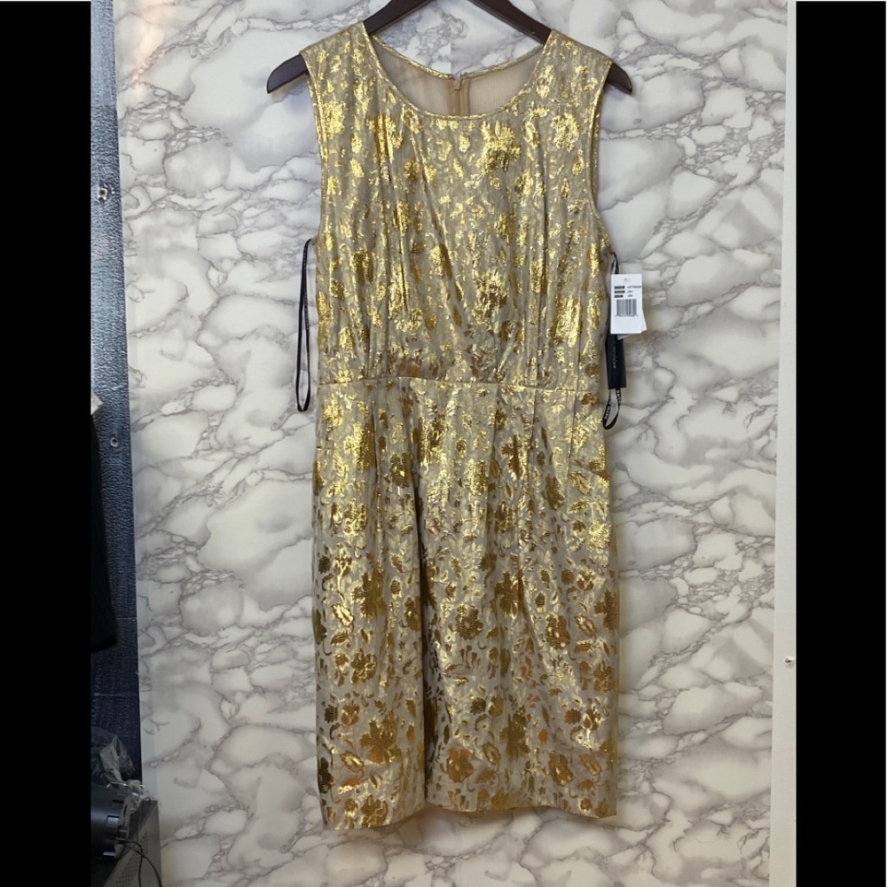 Andrew Marc Gold Metallic Look Dress w/Mesh Back